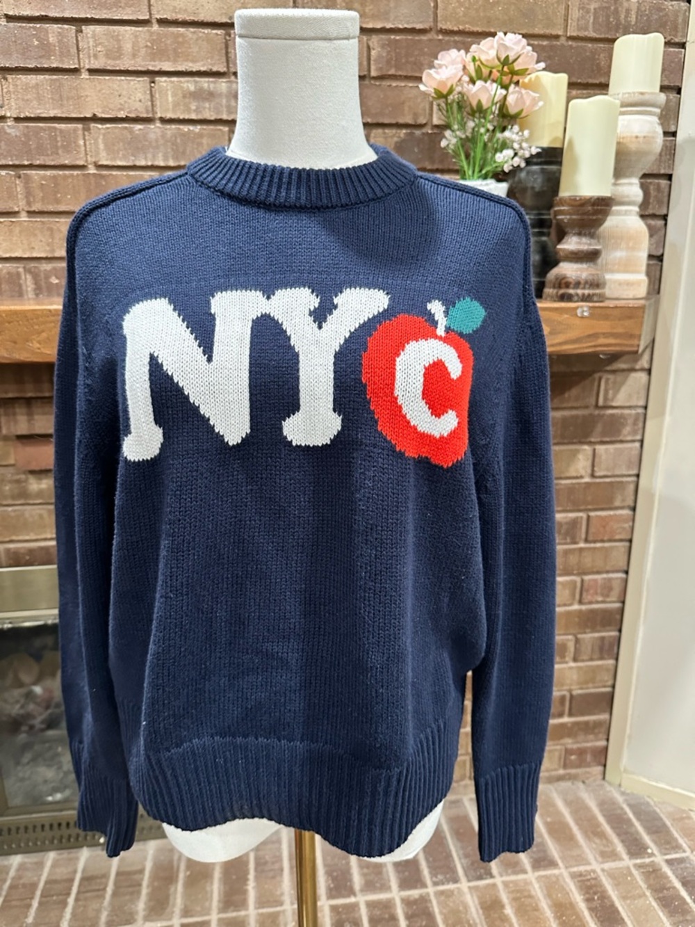 Abercrombie & Fitch Navy NYC Apple Crewneck Sweater